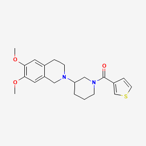 molecular formula C21H26N2O3S B5618669 6,7-dimethoxy-2-[1-(3-thienylcarbonyl)-3-piperidinyl]-1,2,3,4-tetrahydroisoquinoline 