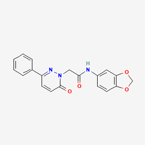 molecular formula C19H15N3O4 B5618673 N-1,3-benzodioxol-5-yl-2-(6-oxo-3-phenyl-1(6H)-pyridazinyl)acetamide 
