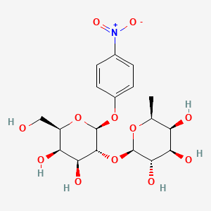 molecular formula C18H25NO12 B561870 4-Nitrophenyl 2-O-(b-L-fucopyranosyl)-b-D-galactopyranoside CAS No. 77640-21-2