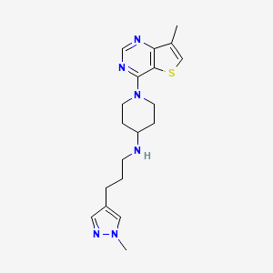 molecular formula C19H26N6S B5618700 N-[3-(1-methyl-1H-pyrazol-4-yl)propyl]-1-(7-methylthieno[3,2-d]pyrimidin-4-yl)piperidin-4-amine 