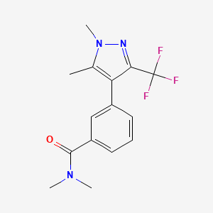 molecular formula C15H16F3N3O B5618746 3-[1,5-dimethyl-3-(trifluoromethyl)-1H-pyrazol-4-yl]-N,N-dimethylbenzamide 