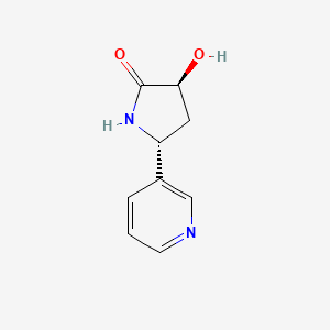 molecular formula C9H10N2O2 B561876 (3S,5R)-3-Hydroxy-5-(pyridin-3-yl)pyrrolidin-2-one CAS No. 1292911-83-1