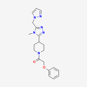 molecular formula C20H24N6O2 B5618763 4-[4-methyl-5-(1H-pyrazol-1-ylmethyl)-4H-1,2,4-triazol-3-yl]-1-(phenoxyacetyl)piperidine 