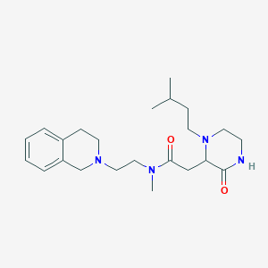 molecular formula C23H36N4O2 B5618784 N-[2-(3,4-dihydro-2(1H)-isoquinolinyl)ethyl]-N-methyl-2-[1-(3-methylbutyl)-3-oxo-2-piperazinyl]acetamide 