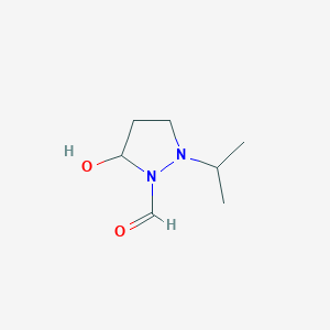 molecular formula C7H14N2O2 B056188 5-Hydroxy-2-propan-2-ylpyrazolidine-1-carbaldehyde CAS No. 124838-25-1