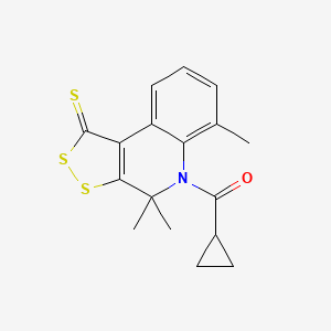 molecular formula C17H17NOS3 B5618826 5-(cyclopropylcarbonyl)-4,4,6-trimethyl-4,5-dihydro-1H-[1,2]dithiolo[3,4-c]quinoline-1-thione 