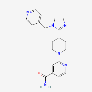 molecular formula C20H22N6O B5618849 2-{4-[1-(4-pyridinylmethyl)-1H-imidazol-2-yl]-1-piperidinyl}isonicotinamide 