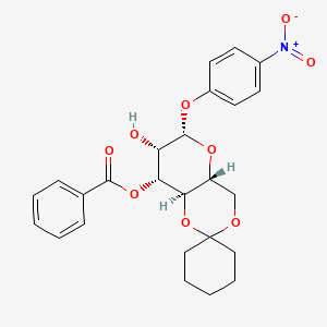 molecular formula C25H27NO9 B561886 [(4Ar,6S,7S,8R,8aR)-7-ヒドロキシ-6-(4-ニトロフェノキシ)スピロ[4,4a,6,7,8,8a-ヘキサヒドロピラノ[3,2-d][1,3]ジオキシン-2,1'-シクロヘキサン]-8-イル]ベンゾエート CAS No. 102717-17-9