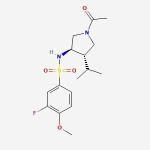 molecular formula C16H23FN2O4S B5618883 N-[(3R*,4S*)-1-acetyl-4-isopropyl-3-pyrrolidinyl]-3-fluoro-4-methoxybenzenesulfonamide 