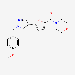 molecular formula C20H21N3O4 B5618897 4-{5-[1-(4-methoxybenzyl)-1H-pyrazol-4-yl]-2-furoyl}morpholine 