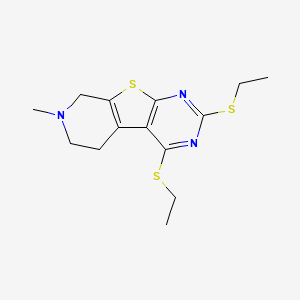 molecular formula C14H19N3S3 B5618966 2,4-bis(ethylthio)-7-methyl-5,6,7,8-tetrahydropyrido[4',3':4,5]thieno[2,3-d]pyrimidine 