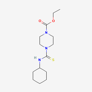 molecular formula C14H25N3O2S B5618995 ethyl 4-[(cyclohexylamino)carbonothioyl]-1-piperazinecarboxylate 