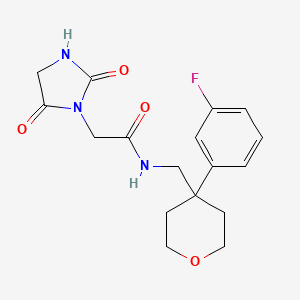 molecular formula C17H20FN3O4 B5618999 2-(2,5-dioxo-1-imidazolidinyl)-N-{[4-(3-fluorophenyl)tetrahydro-2H-pyran-4-yl]methyl}acetamide 