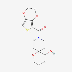 molecular formula C16H21NO5S B5619005 9-(2,3-dihydrothieno[3,4-b][1,4]dioxin-5-ylcarbonyl)-1-oxa-9-azaspiro[5.5]undecan-5-ol 