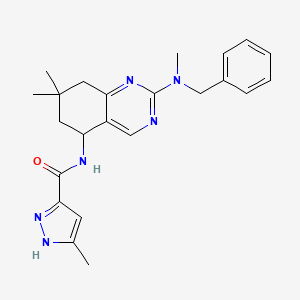 molecular formula C23H28N6O B5619034 N-{2-[benzyl(methyl)amino]-7,7-dimethyl-5,6,7,8-tetrahydroquinazolin-5-yl}-3-methyl-1H-pyrazole-5-carboxamide 