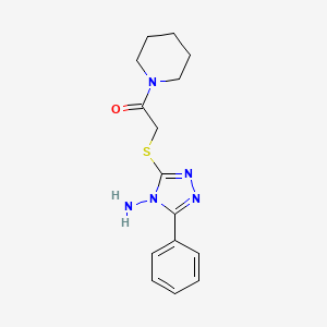 molecular formula C15H19N5OS B5619066 3-{[2-oxo-2-(1-piperidinyl)ethyl]thio}-5-phenyl-4H-1,2,4-triazol-4-amine 
