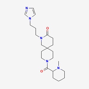 molecular formula C22H35N5O2 B5619072 2-[3-(1H-imidazol-1-yl)propyl]-9-[(1-methylpiperidin-2-yl)carbonyl]-2,9-diazaspiro[5.5]undecan-3-one 