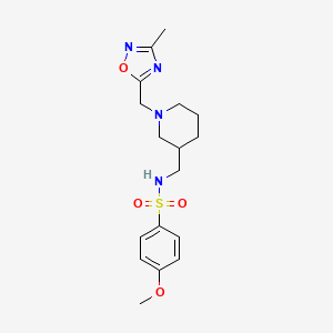 molecular formula C17H24N4O4S B5619074 4-methoxy-N-({1-[(3-methyl-1,2,4-oxadiazol-5-yl)methyl]piperidin-3-yl}methyl)benzenesulfonamide 