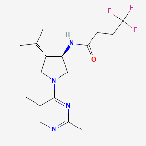 molecular formula C17H25F3N4O B5619082 N-[rel-(3R,4S)-1-(2,5-dimethyl-4-pyrimidinyl)-4-isopropyl-3-pyrrolidinyl]-4,4,4-trifluorobutanamide hydrochloride 