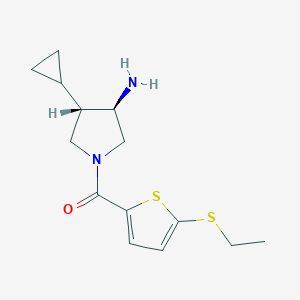 molecular formula C14H20N2OS2 B5619089 (3R*,4S*)-4-cyclopropyl-1-{[5-(ethylthio)-2-thienyl]carbonyl}pyrrolidin-3-amine 