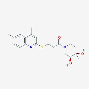 molecular formula C20H26N2O3S B5619093 (3S*,4S*)-1-{3-[(4,6-dimethylquinolin-2-yl)thio]propanoyl}-4-methylpiperidine-3,4-diol 