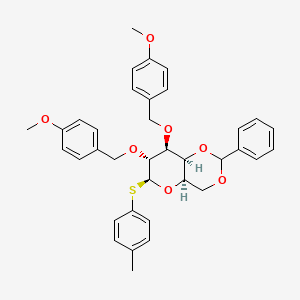 molecular formula C36H38O7S B561913 4-Methylphenyl 4,6-O-benzylidene-2,3-DI-O-(4-methoxybenzyl)-beta-D-thiogalactopyranoside CAS No. 1293922-41-4