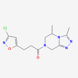 molecular formula C13H16ClN5O2 B5619134 7-[3-(3-chloroisoxazol-5-yl)propanoyl]-3,5-dimethyl-5,6,7,8-tetrahydro[1,2,4]triazolo[4,3-a]pyrazine 