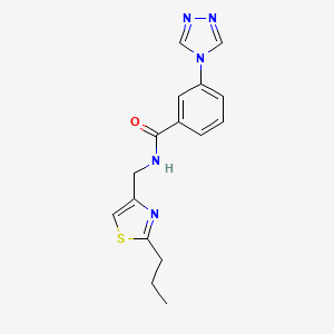 molecular formula C16H17N5OS B5619167 N-[(2-propyl-1,3-thiazol-4-yl)methyl]-3-(4H-1,2,4-triazol-4-yl)benzamide 