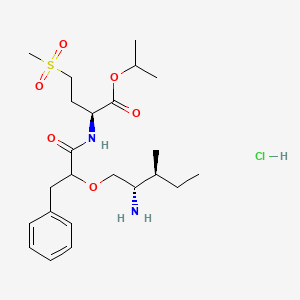 molecular formula C23H39ClN2O6S B561921 (2S)-[(2'S)-氨基-(3'S)-甲基-1-戊氧基]-3-苯基丙酰-蛋氨酸砜，异丙酯，盐酸盐 CAS No. 1356019-46-9