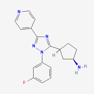 molecular formula C18H18FN5 B5619218 (1R*,3S*)-3-[1-(3-fluorophenyl)-3-pyridin-4-yl-1H-1,2,4-triazol-5-yl]cyclopentanamine 