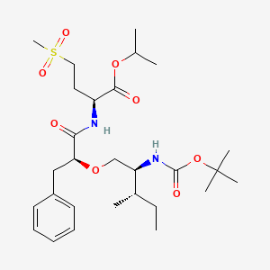 molecular formula C28H46N2O8S B561922 (2S)-[(2'S)-t-Boc-amino-(3'S)-methyl-1-pentyloxy]-3-phenylpropionyl-methionine Sulfone, Isopropyl Ester CAS No. 1356016-69-7