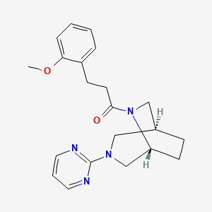 molecular formula C21H26N4O2 B5619269 (1S*,5R*)-6-[3-(2-methoxyphenyl)propanoyl]-3-(2-pyrimidinyl)-3,6-diazabicyclo[3.2.2]nonane 
