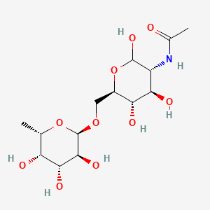 molecular formula C14H25NO10 B561927 2-Acetamido-2-deoxy-6-O-(alpha-L-fucopyranosyl)-D-glucopyranose CAS No. 33639-80-4