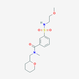 molecular formula C17H26N2O5S B5619304 3-{[(2-methoxyethyl)amino]sulfonyl}-N-methyl-N-(tetrahydro-2H-pyran-2-ylmethyl)benzamide 