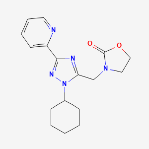 molecular formula C17H21N5O2 B5619336 3-[(1-cyclohexyl-3-pyridin-2-yl-1H-1,2,4-triazol-5-yl)methyl]-1,3-oxazolidin-2-one 
