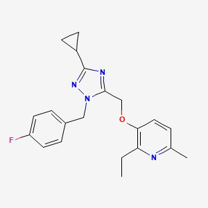 molecular formula C21H23FN4O B5619343 3-{[3-cyclopropyl-1-(4-fluorobenzyl)-1H-1,2,4-triazol-5-yl]methoxy}-2-ethyl-6-methylpyridine 