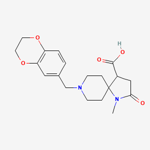 molecular formula C19H24N2O5 B5619344 8-(2,3-dihydro-1,4-benzodioxin-6-ylmethyl)-1-methyl-2-oxo-1,8-diazaspiro[4.5]decane-4-carboxylic acid 