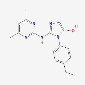molecular formula C17H19N5O B5619393 2-[(4,6-dimethyl-2-pyrimidinyl)amino]-1-(4-ethylphenyl)-1H-imidazol-5-ol 