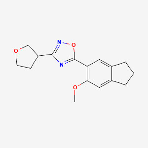 molecular formula C16H18N2O3 B5619398 5-(6-methoxy-2,3-dihydro-1H-inden-5-yl)-3-(tetrahydrofuran-3-yl)-1,2,4-oxadiazole 
