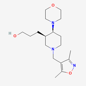 molecular formula C18H31N3O3 B5619446 3-{(3R*,4S*)-1-[(3,5-dimethylisoxazol-4-yl)methyl]-4-morpholin-4-ylpiperidin-3-yl}propan-1-ol 