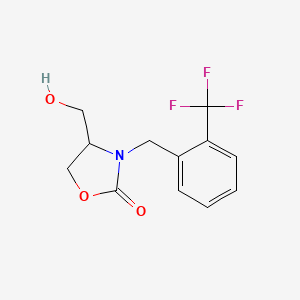 molecular formula C12H12F3NO3 B5619452 4-(hydroxymethyl)-3-[2-(trifluoromethyl)benzyl]-1,3-oxazolidin-2-one 