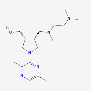molecular formula C17H31N5O B5619475 [(3R*,4R*)-4-{[[2-(dimethylamino)ethyl](methyl)amino]methyl}-1-(3,6-dimethyl-2-pyrazinyl)-3-pyrrolidinyl]methanol 