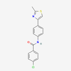 molecular formula C17H13ClN2OS B5619488 4-chloro-N-[4-(2-methyl-1,3-thiazol-4-yl)phenyl]benzamide 