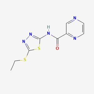 molecular formula C9H9N5OS2 B5619532 N-[5-(ethylthio)-1,3,4-thiadiazol-2-yl]-2-pyrazinecarboxamide CAS No. 5695-75-0