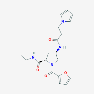 molecular formula C19H24N4O4 B5619567 (4R)-N-ethyl-1-(2-furoyl)-4-{[3-(1H-pyrrol-1-yl)propanoyl]amino}-L-prolinamide 