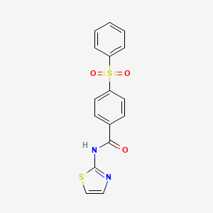 molecular formula C16H12N2O3S2 B5619609 4-(phenylsulfonyl)-N-1,3-thiazol-2-ylbenzamide 