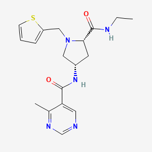 molecular formula C18H23N5O2S B5619615 N-[(3S,5S)-5-[(ethylamino)carbonyl]-1-(2-thienylmethyl)pyrrolidin-3-yl]-4-methylpyrimidine-5-carboxamide 