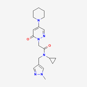 molecular formula C19H26N6O2 B5619674 N-cyclopropyl-N-[(1-methyl-1H-pyrazol-4-yl)methyl]-2-(6-oxo-4-piperidin-1-ylpyridazin-1(6H)-yl)acetamide 