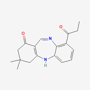 molecular formula C18H20N2O2 B5619692 3,3-dimethyl-9-propionyl-2,3,4,10-tetrahydro-1H-dibenzo[b,e][1,4]diazepin-1-one 
