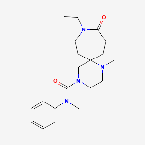 molecular formula C20H30N4O2 B5619701 9-ethyl-N,1-dimethyl-10-oxo-N-phenyl-1,4,9-triazaspiro[5.6]dodecane-4-carboxamide 